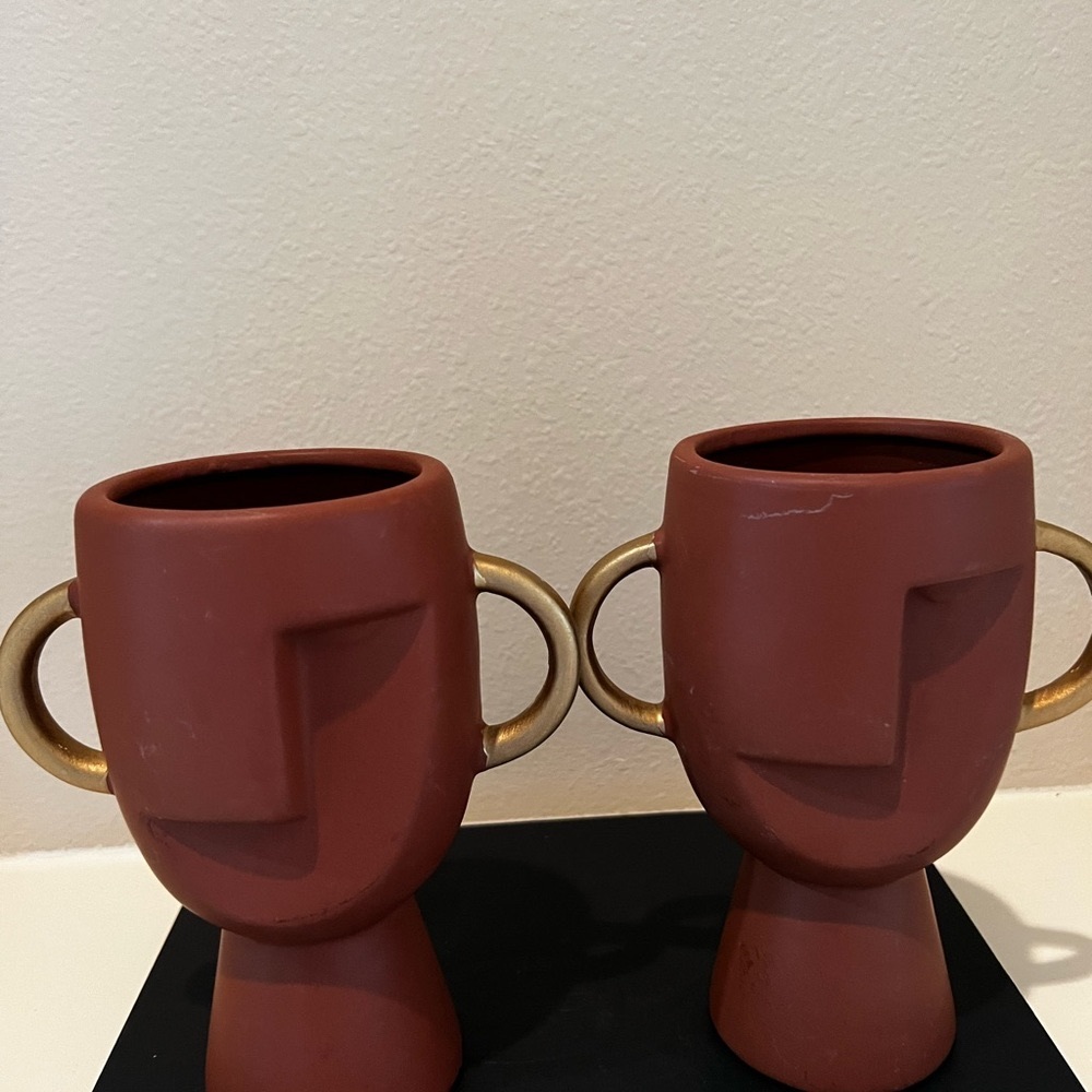 Abstract Face Ceramic Vase For Decor. The Price is For 2 Vases!